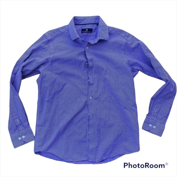 HART SCHAFFNER MARX SHIRT long sleeve purple houndstooth soft Medium - Picture 1 of 10